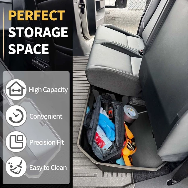 Alt view image 4 of 7 - MAXDOM Underseat Storage Fit for 2024-2025 Tesla Cybertruck Rear Under Seat Organizer Box (Black, For Cybertruck)