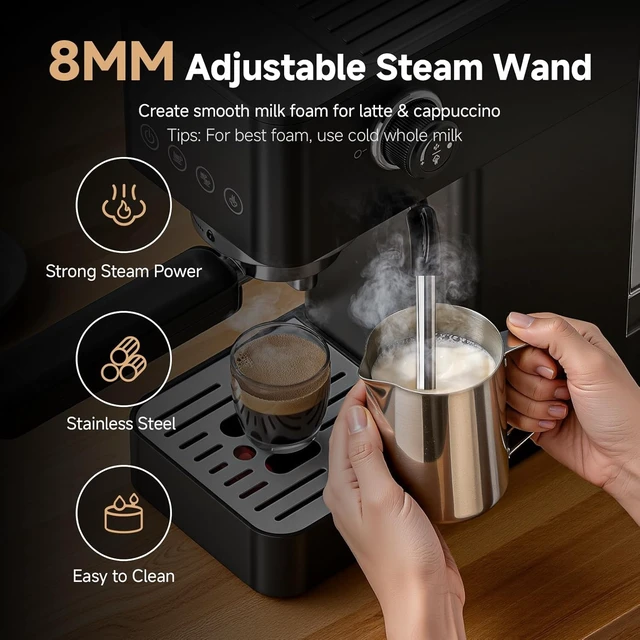 Alt view image 6 of 7 - Compact Espresso Machine, 20 Bar, Milk Frother, Latte & Cappuccino