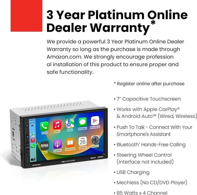 Alt view image 2 of 6 - BVCP9700A CarPlay Android Car Stereo, 7 Inch Touchscreen