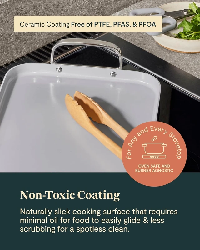 Alt view image 4 of 7 - Double Burner Griddle, 19x12" Griddle Pan