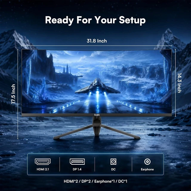 Alt view image 7 of 7 - 34 Inch Ultrawide Curved Gaming Monitor WQHD(2560 x1440) 165Hz, 1500R