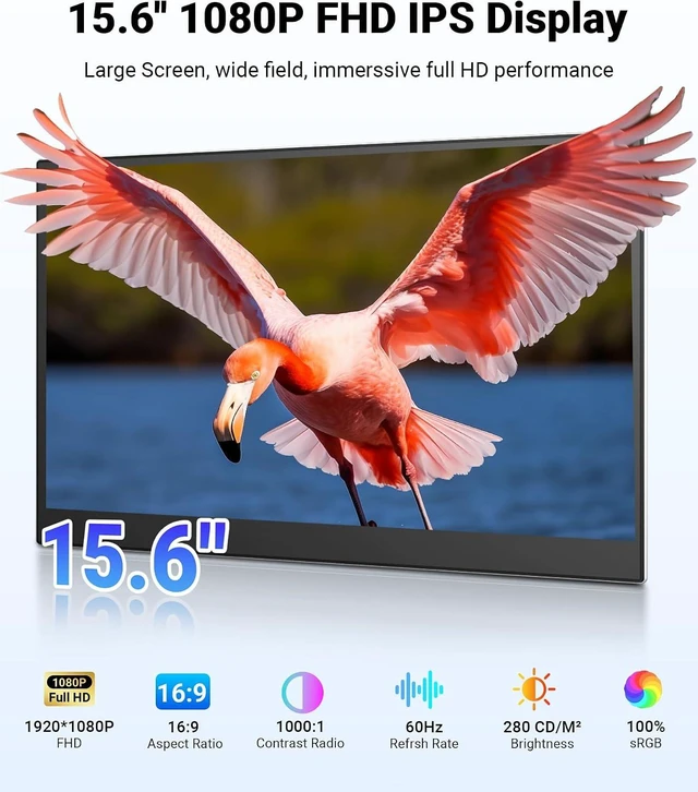 Alt view image 3 of 7 - 15.6" Laptop Screen Extender 1080P FHD Ultra-Light Triple Monitor for 12"-17.3" Laptops, Plug & Play Travel Extender, Compatible Wins/MacOS/Chrome