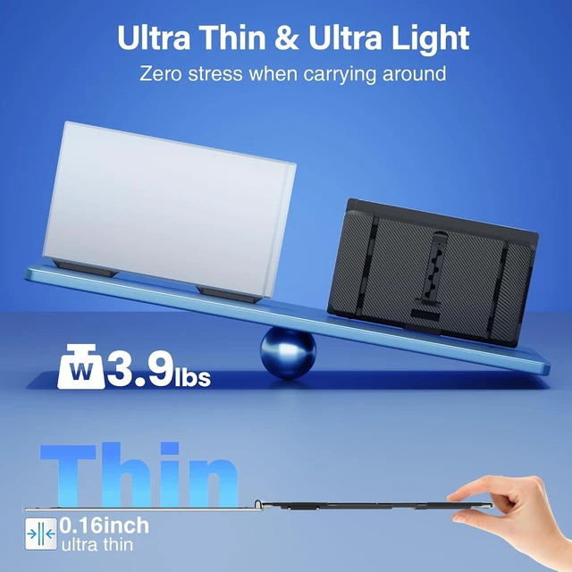 Alt view image 6 of 7 - One-Cable Laptop Screen Extender Ultra-Thin 15.6" 1080P FHD Triple Monitor, Fits 13-17" Laptops, Plug & Play with Win/Mac/Chrome/Android