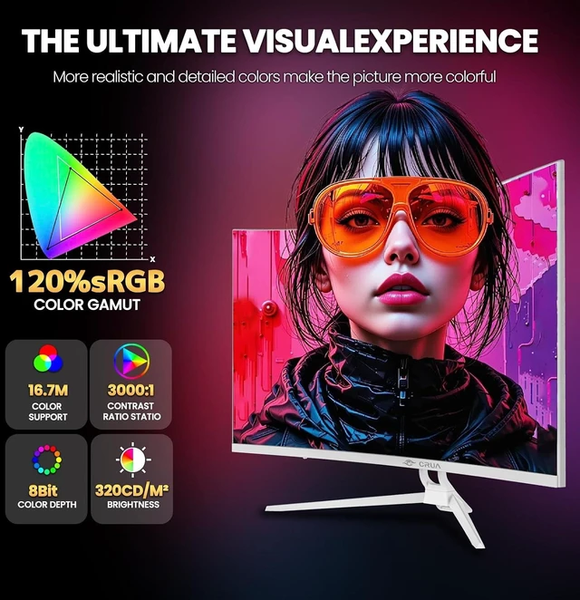 Alt view image 4 of 7 - 32" 4K UHD 160Hz Curved Gaming Monitor 1500R, FreeSync (White)