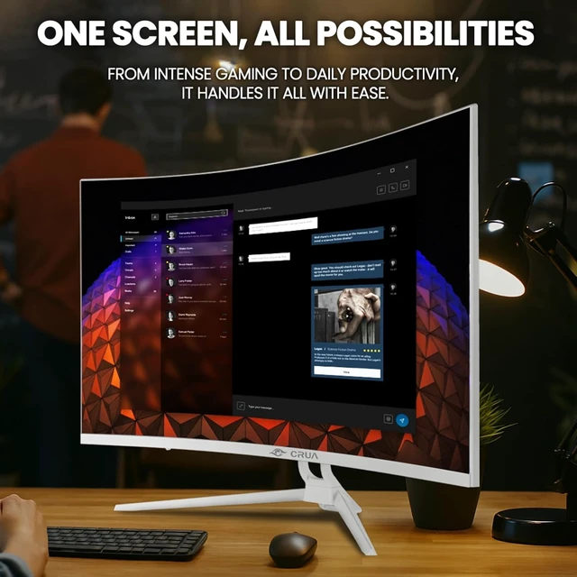 Alt view image 7 of 7 - 32" 4K UHD 160Hz Curved Gaming Monitor, 1500R, FreeSync, White