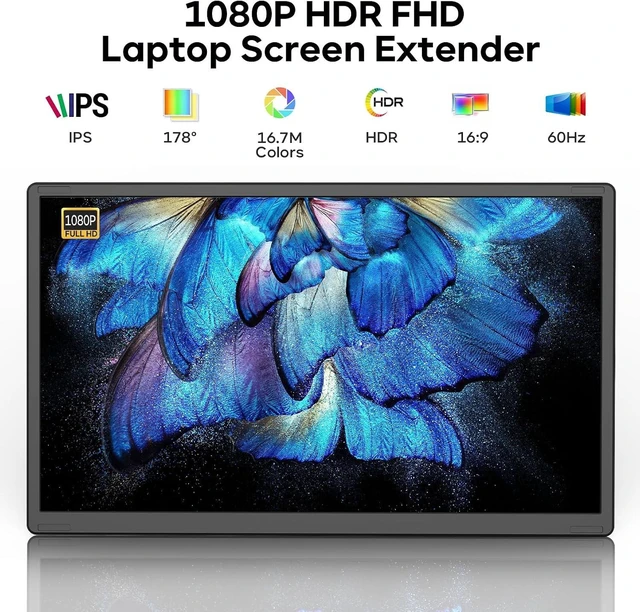 Alt view image 2 of 7 - 15.6" 1080P FHD Laptop Screen Extender 235° Rotation Detachable Dual Monitor, Plug & Play Triple Screen for 13"-17.3" Laptops, Mac/Windows/Android/Dex