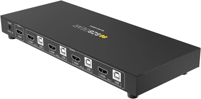 Alt view image 4 of 5 - BZBGEAR 4x1 4K UHD KVM Switcher with USB 2.0 Ports for Peripherals and Audio Support - BG-UHD-KVM41A