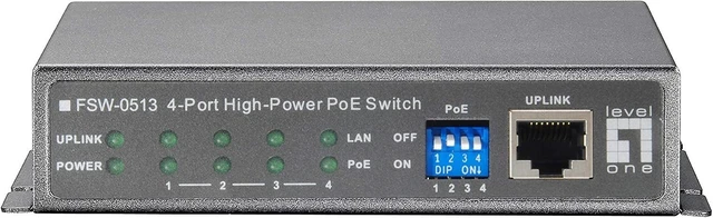 Alt view image 3 of 4 - Level One 120W 4 FE High Power PoE Plus 1 FE Switchwith Power Adapter