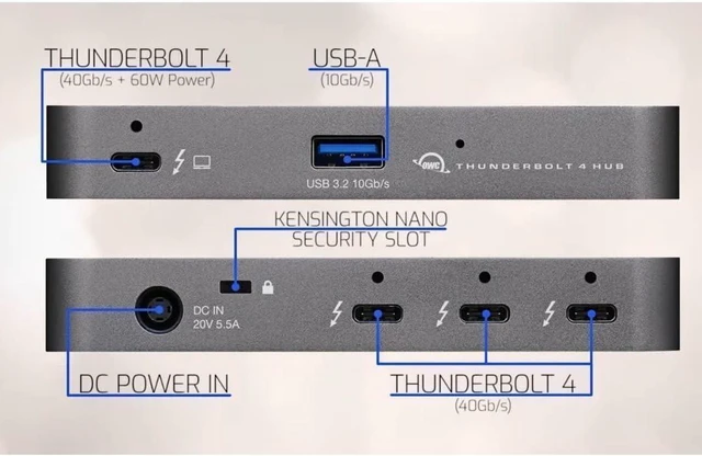 Alt view image 3 of 5 - OWC Thunderbolt Hub 5-Port Connectivity Solution