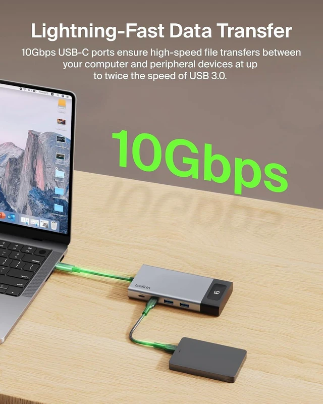 Alt view image 6 of 7 - Belkin USB-C Hub 8-in-1 Dual 4K60Hz Display 100W for Windows