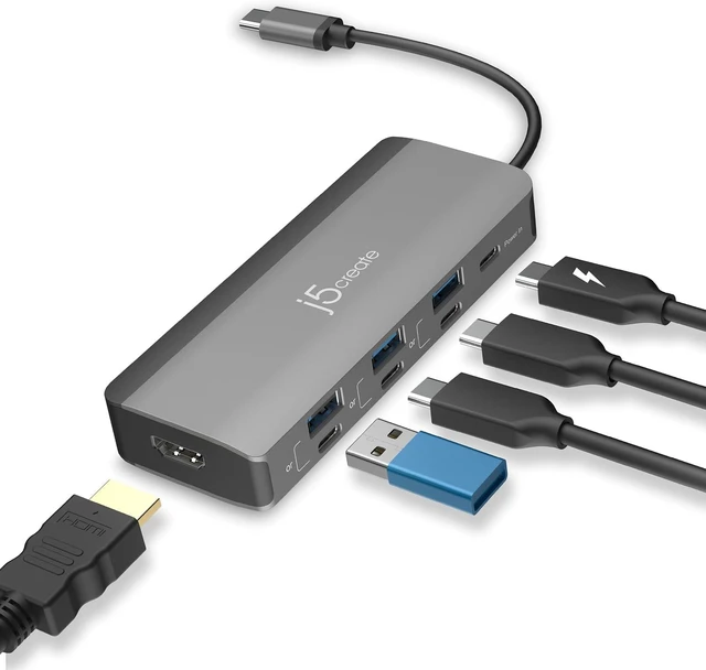 Main image of j5create USB-C Hub 4K@144Hz HDMI with 100W Fast Charge and Flexible Ports