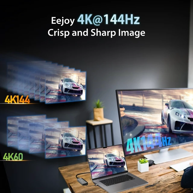 Alt view image 3 of 7 - j5create USB-C Hub 4K@144Hz HDMI with 100W Fast Charge and Flexible Ports