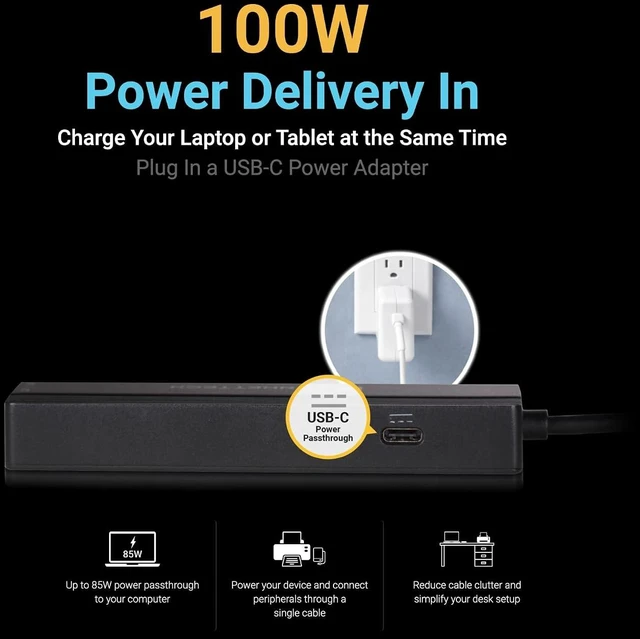 Alt view image 5 of 7 - Sonnet Echo 6 USB-C Hub 5GbE 4K HDMI 85W Charging 10Gbps USB Thunderbolt