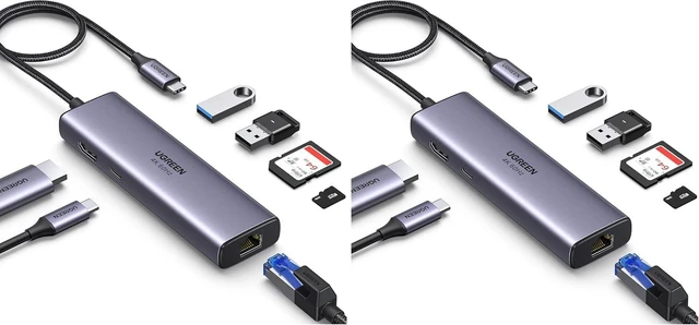 Main image of UGREEN Revodok 7 in 1 USB C Hub Gigabit Ethernet Adapter 4K@60Hz HDMI (Pack of 2)