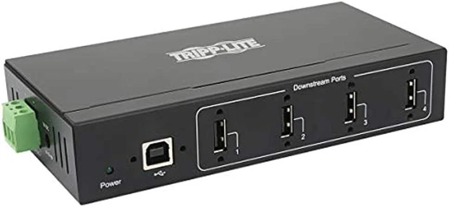 Main image of Tripp Lite 4-Port USB 2.0 Hub, Industrial Grade Hub USB 2.0, 15 kv ESD Immunity, Industrial USB 2.0 Hub with 4 Ports, Metal Housing Build, Wall/DIN Mounting (U223-004-IND-1)