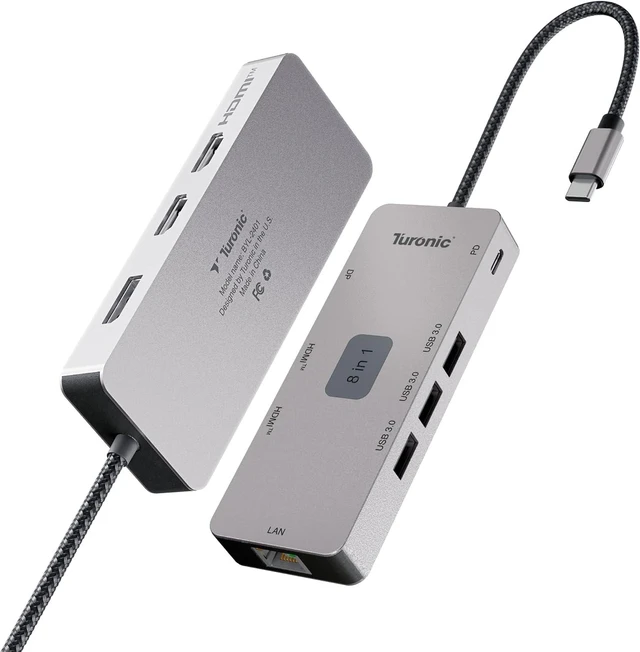 Main image of Turonic BYL-2401 Universal Docking Station 8-in-1 USB-C Hub, 100W PD