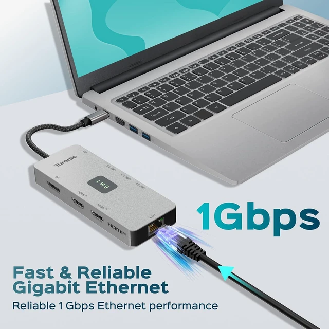 Alt view image 6 of 7 - Turonic BYL-2401 Universal Docking Station 8-in-1 USB-C Hub, 100W PD