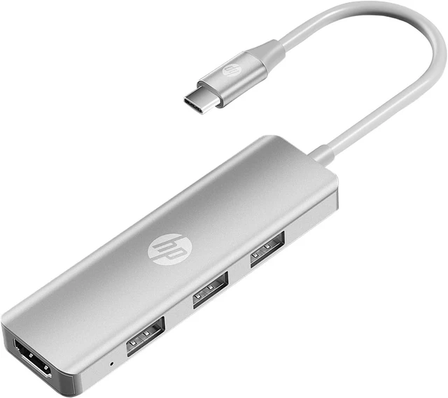 Main image of HP USB C Docking Station - 5-in-1 Multi-Port USB C Hub with 4K HDMI, 100W Power Delivery, for Laptops, MacBook, iPad, Thinkpad and More, Silver