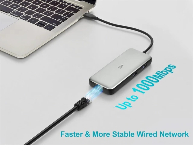 Alt view image 3 of 5 - Monoprice 6-in-1 USB-C Mini-Dock with HDMI, Ethernet, Plus PD3.0, HighSpeed, Fast Charging, Compatible with iPhone 16/15 Pro/Pro Max, iPad Pro, MacBook Pro/Air, Thinkpad, iMac, and More
