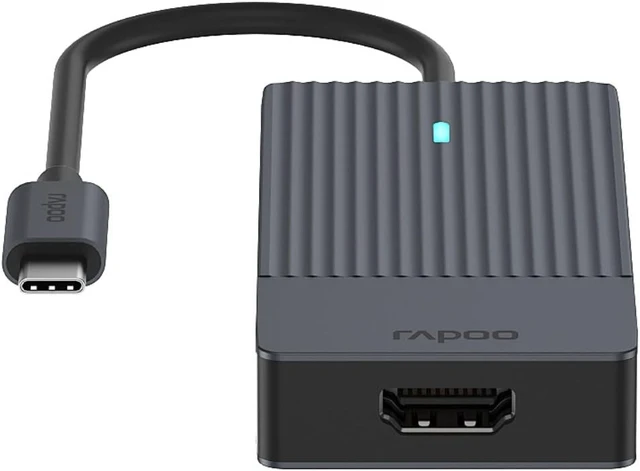 Alt view image 3 of 6 - Rapoo UCM-2001 USB-C Multiport Adapter 4-in-1, 100W Power Delievery, 4K HDMI, 2 USB-A 3.0 Data Ports, Compatible with MacBook Pro, MacBook Air, iPad Air/Pro, Surface Pro/Go, Laptop