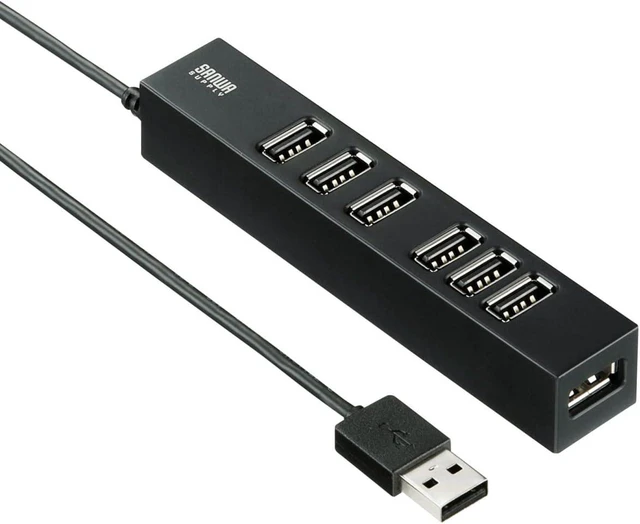 Main image of Sanwa Supply USB 2.0 Hub (7 Ports) USB-2H701BKN Black
