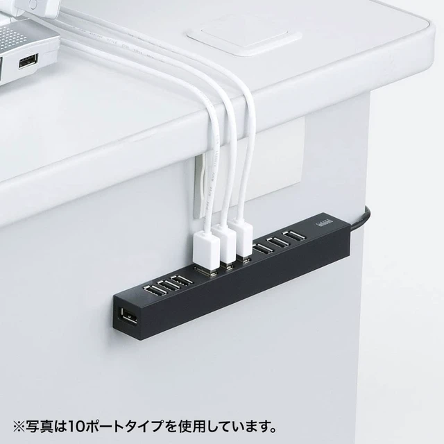 Alt view image 4 of 7 - Sanwa Supply USB 2.0 Hub (7 Ports) USB-2H701BKN Black