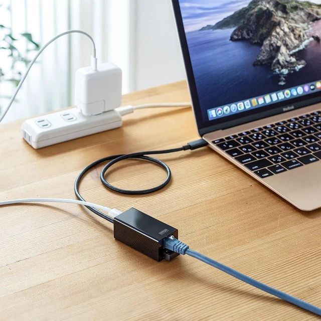 Alt view image 7 of 7 - Sanwa Supply USB to 3TCH33BK Gigabit LAN Adapter with USB Type-C Hub, Black