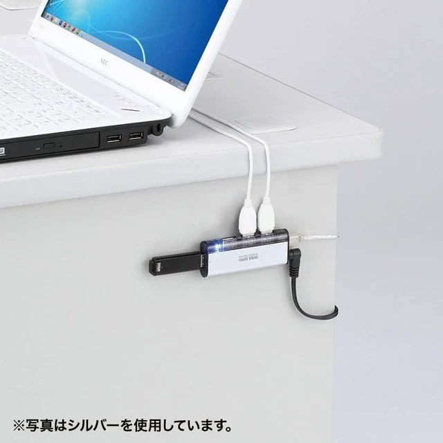Alt view image 3 of 7 - Sanwa Supply USB 2.0 Hub USB-HUB225GBKN Black
