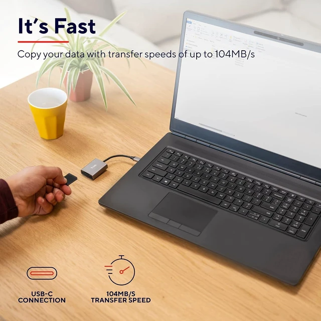 Alt view image 3 of 7 - Trust Dalyx Fast USB Cardreader, Fast USB 3.2 Gen 1 with USB-C Connector, 104 MB/s with Compatible UHS-I Cards, (Micro) SD, SDHC and SDXC up to 2 TB, MacBook, PC, Laptop, Chromebook