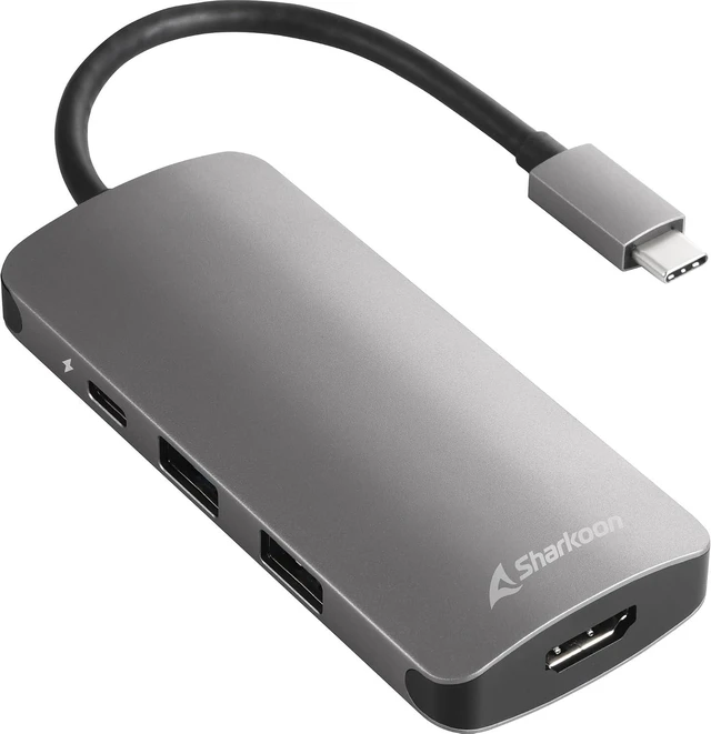Main image of Sharkoon USB 3.0 Type C Multiport Adapter Dark Grey