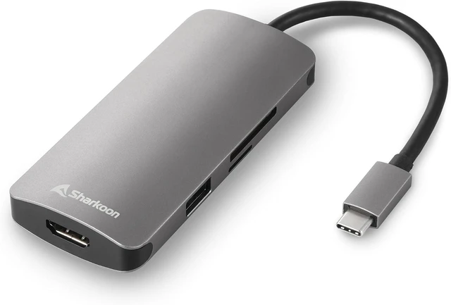 Alt view image 2 of 3 - Sharkoon USB 3.0 Type C Multiport Adapter Dark Grey