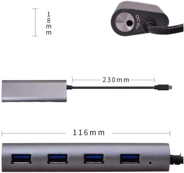 Alt view image 3 of 4 - USB-C 3.1 SuperSpeed 4 Port Type A Hub