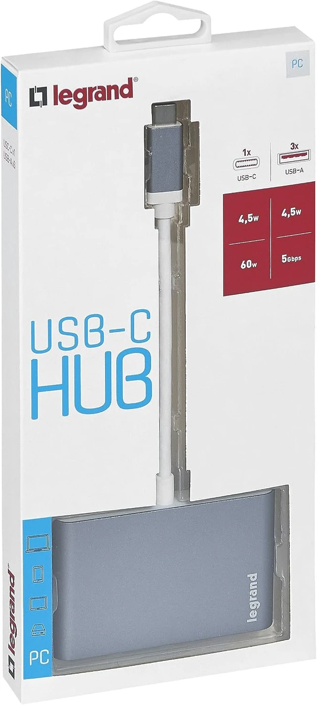 Alt view image 6 of 6 - LEGRAND, USB-C HUB/Multi Adapter with Charging Port, 3X USB 3.1 with 1.5 Gbps and 1x USB-C Charging Port for e.g. MacBook, ASUS Zenbook, Chromebook, Pixel etc., 050694