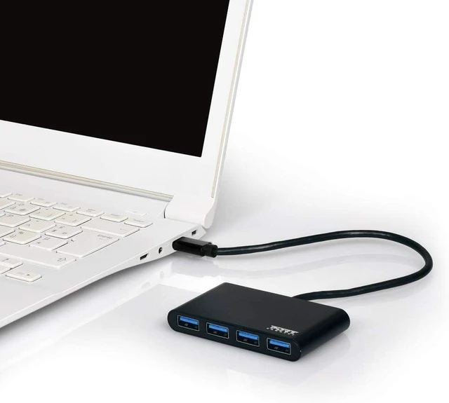 Alt view image 2 of 6 - Port Designs Type C Hub with 4 USB 3.0 Ports for High-Speed Data Transfer - Silver