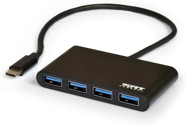 Alt view image 3 of 6 - Port Designs Type C Hub with 4 USB 3.0 Ports for High-Speed Data Transfer - Silver