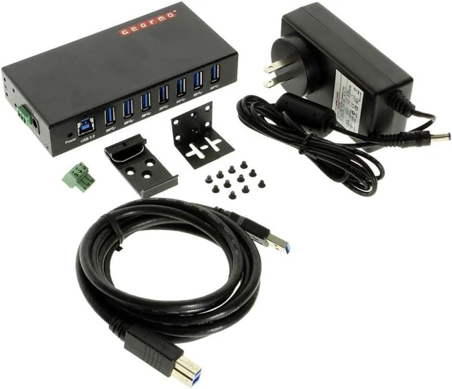 Alt view image 7 of 7 - Gearmo 7 Port USB Hub, Powered USB 3.0 Hub, 24W AC Adapter (GM-HU37-PS)
