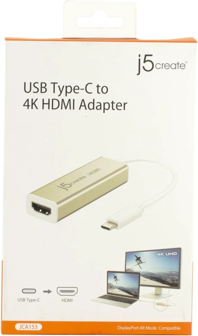 Alt view image 4 of 7 - j5create USB Type-C to 4K HDMI Adapter JCA153 / 4K @60 Hz/for MacBook, Chromebook, Type C Laptops
