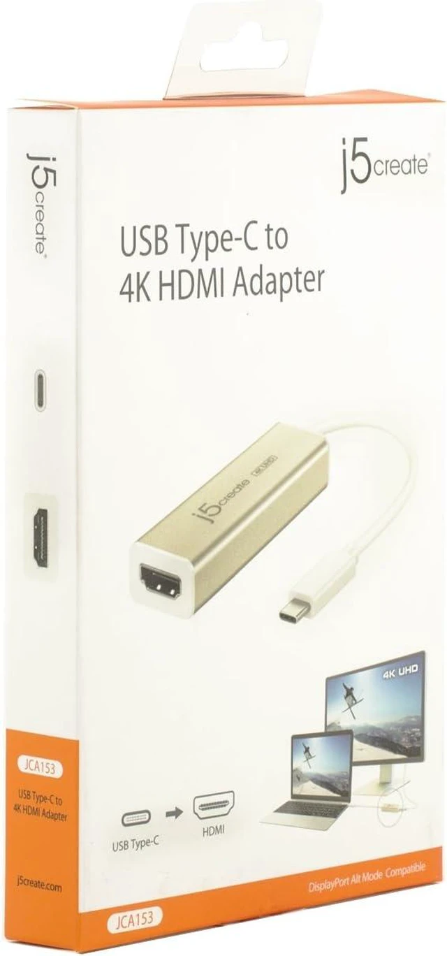 Alt view image 5 of 7 - j5create USB Type-C to 4K HDMI Adapter JCA153 / 4K @60 Hz/for MacBook, Chromebook, Type C Laptops