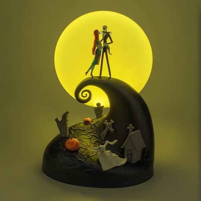 Alt view image 4 of 7 - Paladone Nightmare Before Christmas Diorama Light 30cm (11.8") LED Spiral Hill Lamp with Jack & Sally Figurines, USB Powered with Warm & Cool Light Modes, Home Décor for Fans