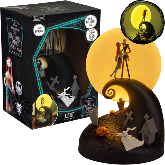 Main image of Paladone Nightmare Before Christmas Diorama Light 30cm (11.8") LED Spiral Hill Lamp with Jack & Sally Figurines, USB Powered with Warm & Cool Light Modes, Home Décor for Fans