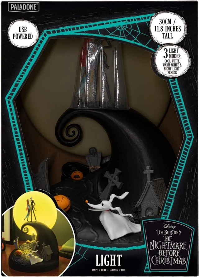 Alt view image 6 of 7 - Paladone Nightmare Before Christmas Diorama Light 30cm (11.8") LED Spiral Hill Lamp with Jack & Sally Figurines, USB Powered with Warm & Cool Light Modes, Home Décor for Fans