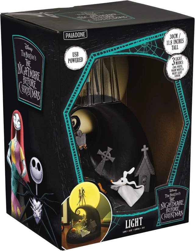 Alt view image 7 of 7 - Paladone Nightmare Before Christmas Diorama Light 30cm (11.8") LED Spiral Hill Lamp with Jack & Sally Figurines, USB Powered with Warm & Cool Light Modes, Home Décor for Fans