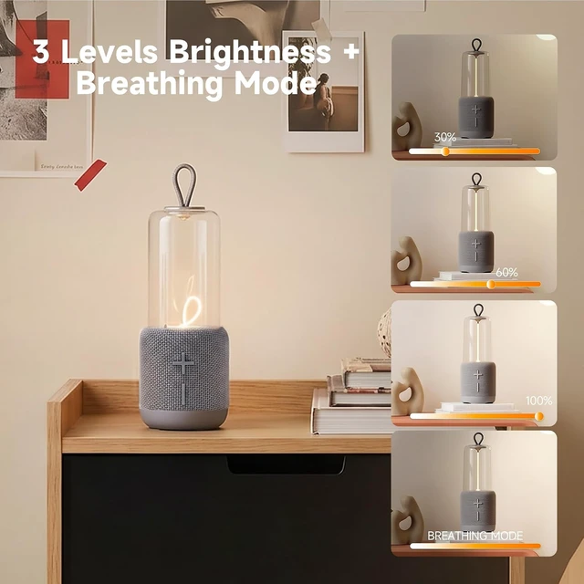 Alt view image 3 of 7 - AUGE LIGHT Bluetooth Speaker Lamp, Minimalist Table Lamp, Gray