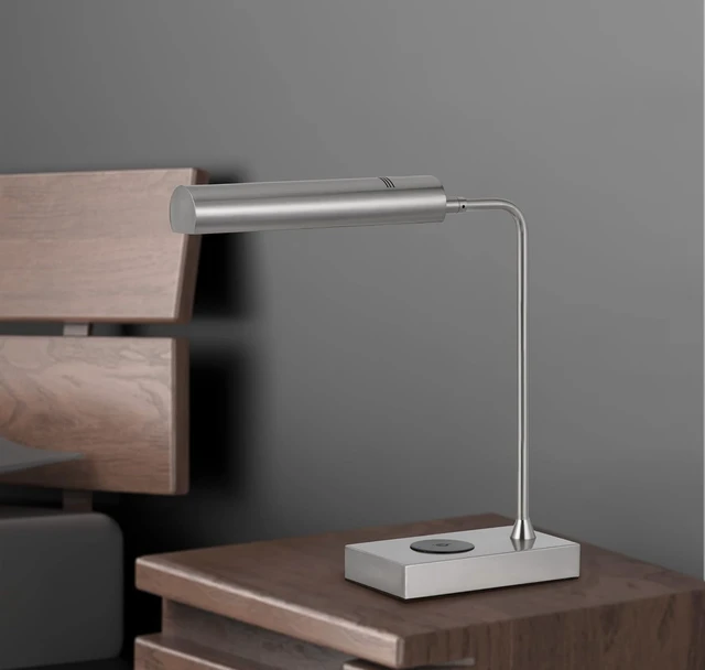 Alt view image 3 of 7 - Cal Lighting BO-3133TB-AB Delray 12W Intergrated Led Metal Desk Lamp with Wireless Charging Port