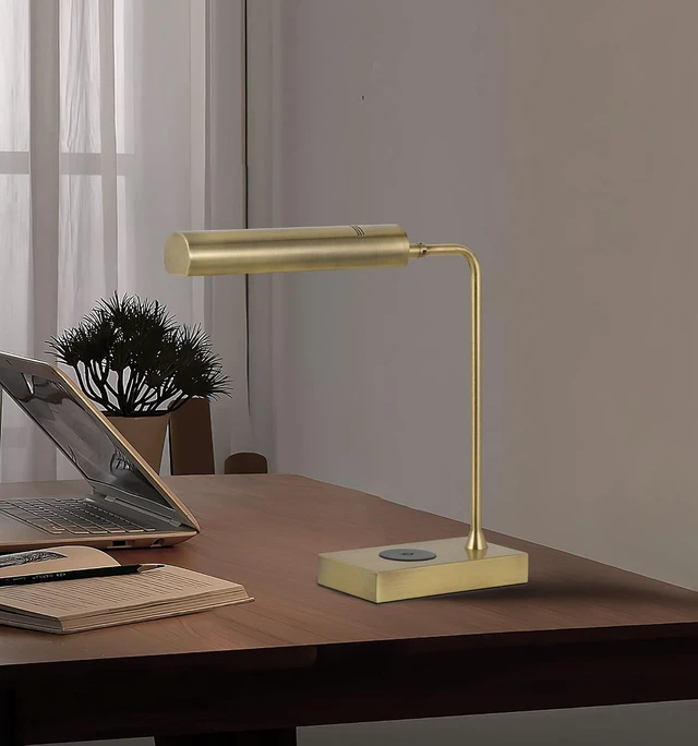 Alt view image 4 of 7 - Cal Lighting BO-3133TB-AB Delray 12W Intergrated Led Metal Desk Lamp with Wireless Charging Port