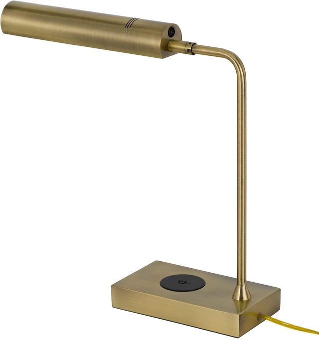 Alt view image 7 of 7 - Cal Lighting BO-3133TB-AB Delray 12W Intergrated Led Metal Desk Lamp with Wireless Charging Port