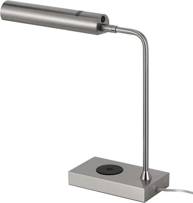 Alt view image 6 of 7 - Cal Lighting BO-3133TB-AB Delray 12W Intergrated Led Metal Desk Lamp with Wireless Charging Port