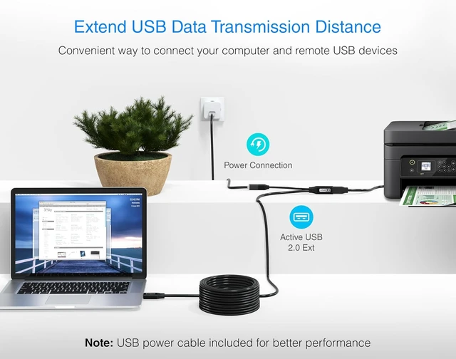 Alt view image 4 of 7 - BlueRigger Active 2.0 USB Extension Cable 50FT (480 Mbps USB Extender Cord)