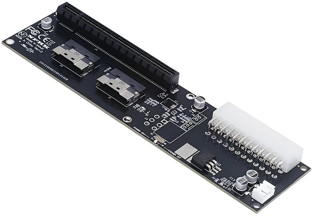 Main image of chenyang Dual Port SlimSAS SFF-8654 8i to PCIe 4.0/5.0 X16 PCI Express Expansion Card Adapter with 12V 24Pin Power Port for eGPU Graphics/Sound/LAN Card