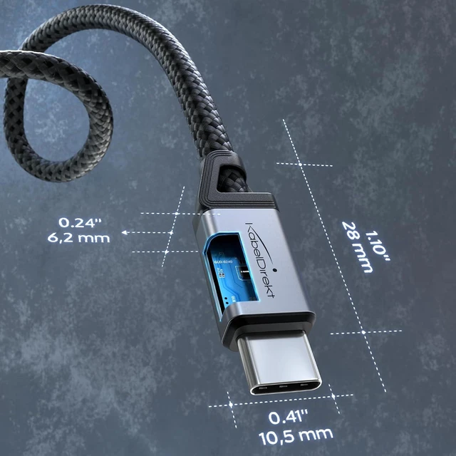 Alt view image 3 of 7 - KabelDirekt USB C Fast Charge Cable 3x3ft, 60W